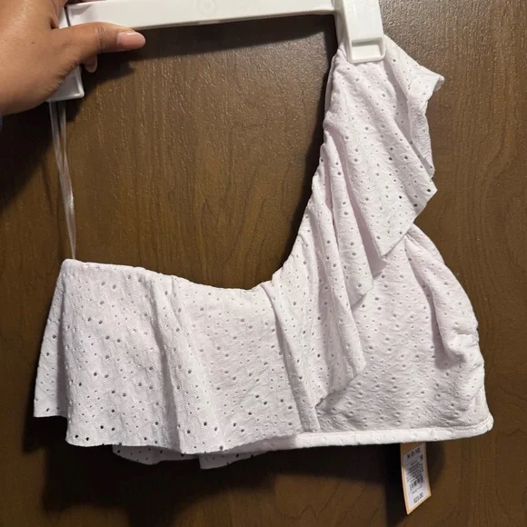 NWT Kona Sol White Eyelet one shoulder bikini too sz M women’s beach swimsuit - Picture 3 of 7